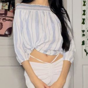 Abercrombie & fitch Striped off the shoulder top